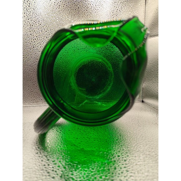 Emerald Green‎ Crown Corning Glass Pitcher Ball Balloon Style Ice Lip 3qt 9"T - Picture 5 of 5